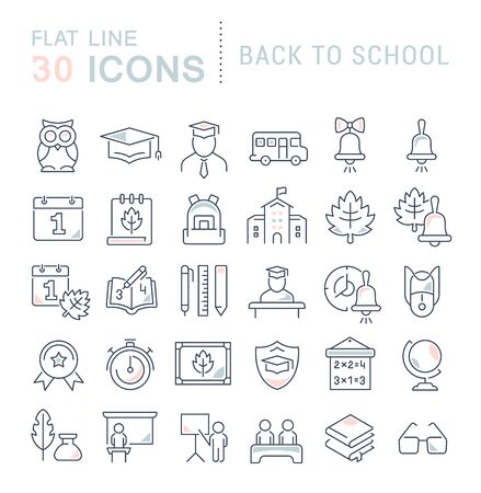 Set of vector line icons of back to school for modern concepts, web and apps.のイラスト素材