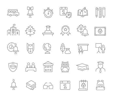 Set of vector line icons of back to school for modern concepts, web and apps.のイラスト素材
