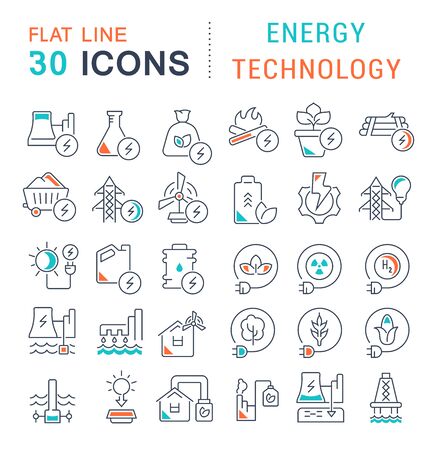 Set of vector line icons of energy technology for modern concepts, web and apps.のイラスト素材