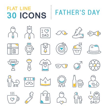 Set of vector line icons of father's day for modern concepts, web and apps.のイラスト素材