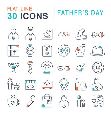 Set of vector line icons of father's day for modern concepts, web and apps.のイラスト素材