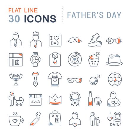 Set of vector line icons of father's day for modern concepts, web and apps.のイラスト素材