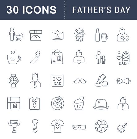 Set of vector line icons of father's day for modern concepts, web and apps.のイラスト素材