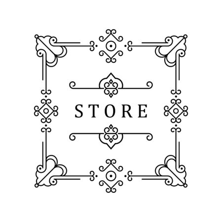 Template for luxury logos, monograms, and labels. Frame with borders for a restaurant, royalty, boutique, hotel, heraldic, jewelry, fashion, and other vector illustration.