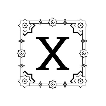 Template for luxury logos, monograms, and labels. Frame with borders for a restaurant, royalty, boutique, hotel, heraldic, jewelry, fashion, and other vector illustration.のイラスト素材