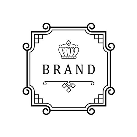 Template for luxury logos, monograms, and labels. Frame with borders for a restaurant, royalty, boutique, hotel, heraldic, jewelry, fashion, and other vector illustration.のイラスト素材