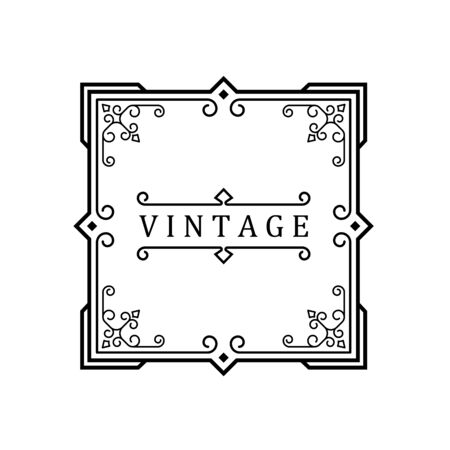 Template for luxury logos, monograms, and labels. Frame with borders for a restaurant, royalty, boutique, hotel, heraldic, jewelry, fashion, and other vector illustration.のイラスト素材