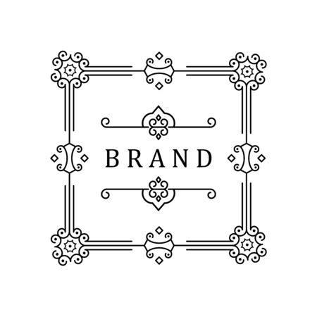 Template for luxury logos, monograms, and labels. Frame with borders for a restaurant, royalty, boutique, hotel, heraldic, jewelry, fashion, and other vector illustration.のイラスト素材