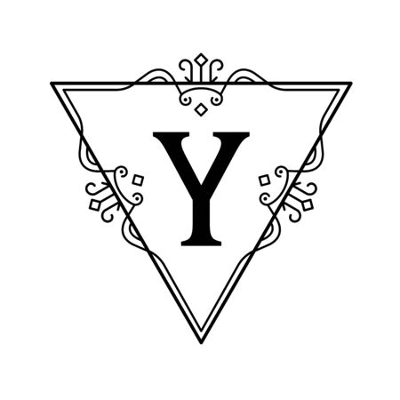 Template for luxury logos, monograms, and labels. Frame with borders for a restaurant, royalty, boutique, hotel, heraldic, jewelry, fashion, and other vector illustration.のイラスト素材