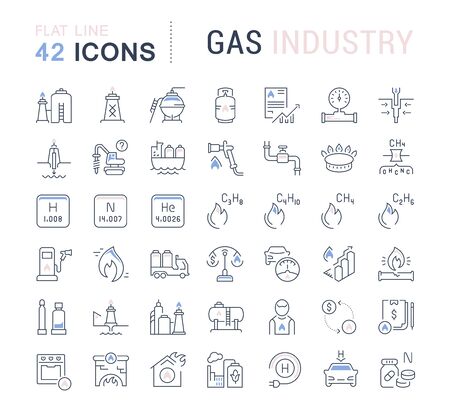 Set of vector line icons of gas industry for modern concepts, web and apps.のイラスト素材