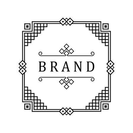 Template for luxury logos, monograms, and labels. Frame with borders for a restaurant, royalty, boutique, hotel, heraldic, jewelry, fashion, and other vector illustration.のイラスト素材