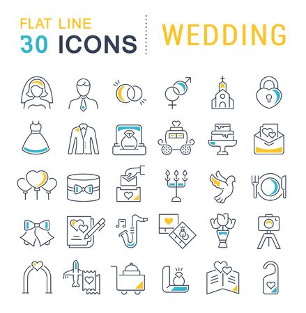 Set of vector line icons of wedding for modern concepts, web and apps.のイラスト素材