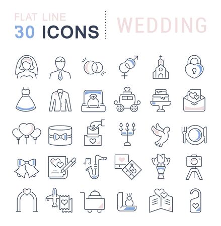 Set of vector line icons of wedding for modern concepts, web and apps.のイラスト素材