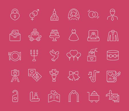 Set of vector line icons of wedding for modern concepts, web and apps.のイラスト素材