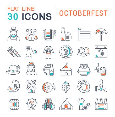 Set of vector line icons of octoberfest for modern concepts, web and apps.のイラスト素材