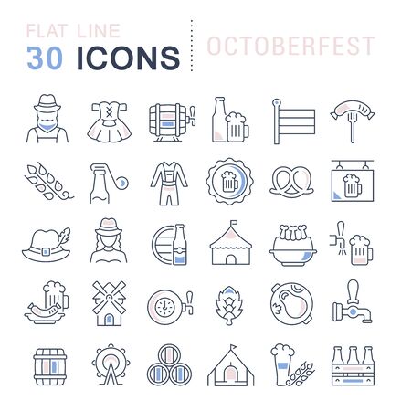 Set of vector line icons of octoberfest for modern concepts, web and apps.のイラスト素材