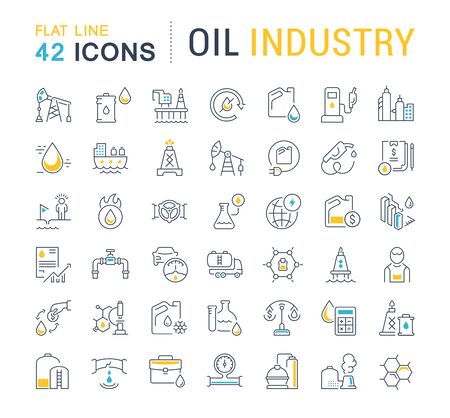 Set of vector line icons of oil industry for modern concepts, web and apps.のイラスト素材