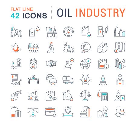 Set of vector line icons of oil industry for modern concepts, web and apps.のイラスト素材