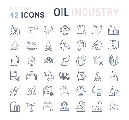 Set of vector line icons of oil industry for modern concepts, web and apps.のイラスト素材