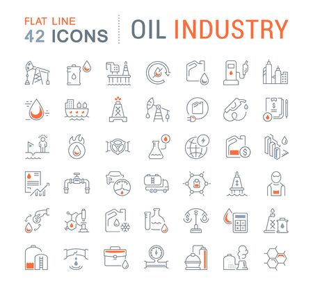 Set of vector line icons of oil industry for modern concepts, web and apps.のイラスト素材