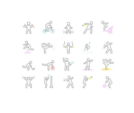 Set of vector line icons of international sporting events for modern concepts, web and apps.のイラスト素材