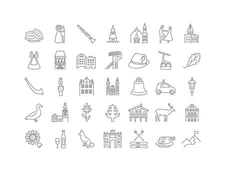 Innsbruck. Collection of perfectly thin icons for web design, app, and the most modern projects. The kit of signs for category Cities and Countries.のイラスト素材