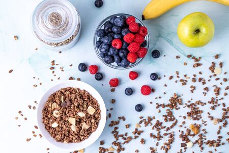 Muesli with berries on the table