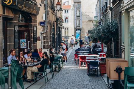 Clermont-Ferrand, France - 21 June 2023 : Beautiful streets in the heart of Clermont Ferrand, near the Cathedralのeditorial素材