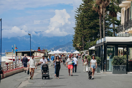 Bordighera, Italy - June 11, 2023: Promenade along the seashoreのeditorial素材