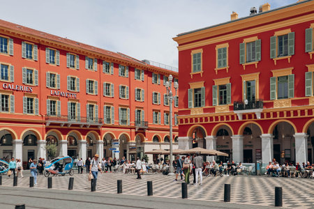 Nice, France - 15 May 2023: Place Massena in the center of Nice on a sunny dayのeditorial素材