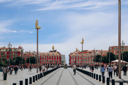 Nice, France - 15 May 2023: Place Massena in the center of Nice on a sunny dayのeditorial素材