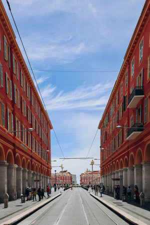 Nice, France - 15 May 2023: Place Massena in the center of Nice on a sunny dayのeditorial素材