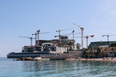 Monaco, Monaco - 14 May 2023: Construction of the New Portier Eco-Quarter named "Anse du Portier" in Monacoのeditorial素材