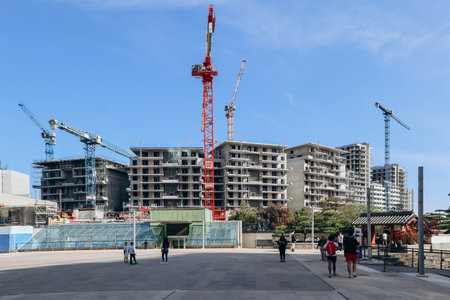 Monaco, Monaco - 14 May 2023: Construction of the New Portier Eco-Quarter named "Anse du Portier" in Monacoのeditorial素材