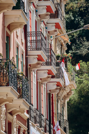 Monaco, Monaco - 25 June 2023: Beautiful facades of the Principality of Monacoのeditorial素材