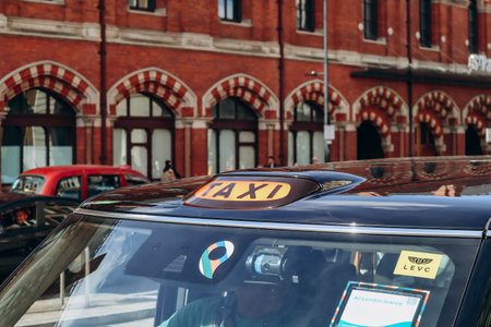 London, United Kingdom - September 25, 2023: Famous beautiful London taxis - cabsのeditorial素材