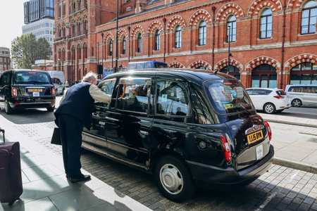 London, United Kingdom - September 25, 2023: Famous beautiful London taxis - cabsのeditorial素材