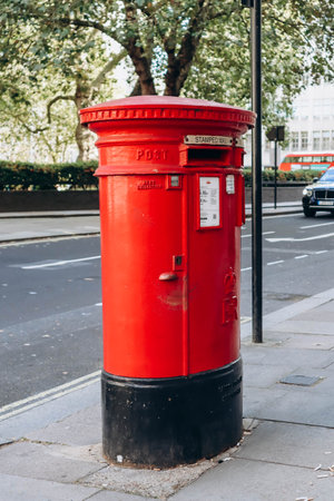 Close up of a Red Post Box in Central Londonのeditorial素材