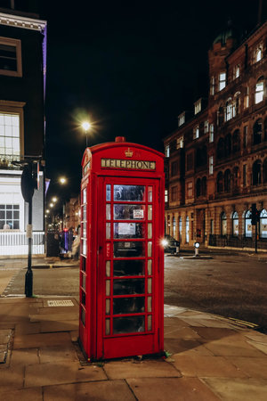 Iconic red telephone boxes in central Londonのeditorial素材