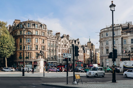 London, United Kingdom - September 25, 2023: Trafalgar Square, a public square in the City of Westminster, Central Londonのeditorial素材