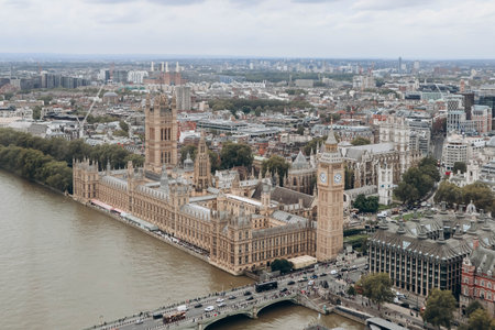 London, United Kingdom - September 25, 2023: View of central London from the London Eye Ferris Wheelのeditorial素材