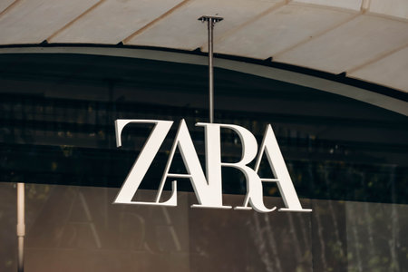 Paris, France - September 24, 2023: Zara store sign on the Champs Elysees in Paris