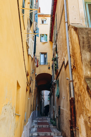Lovely town center in Menton, south of Franceの写真素材