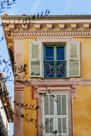 Lovely town center in Menton, south of Franceの写真素材