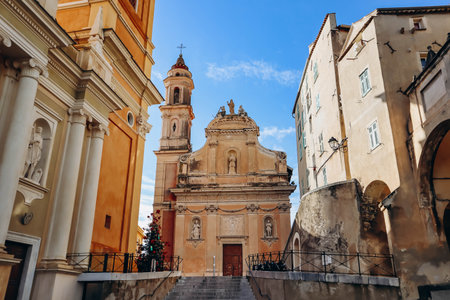 Lovely town center in Menton, south of Franceの写真素材