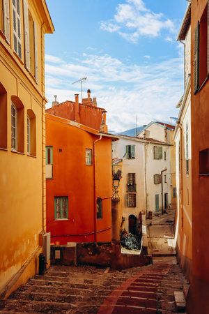 Lovely town center in Menton, south of Franceの写真素材