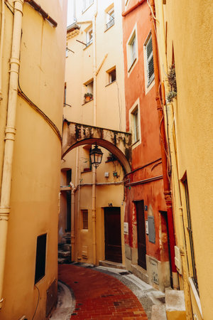 Lovely town center in Menton, south of Franceの写真素材