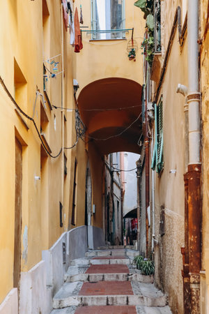 Lovely town center in Menton, south of Franceの写真素材
