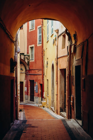 Lovely town center in Menton, south of Franceの写真素材