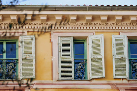 Lovely town center in Menton, south of Franceの写真素材